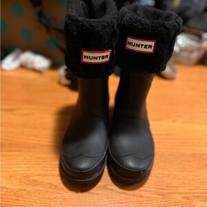 Hunter Black Fleece-Lined Boots
